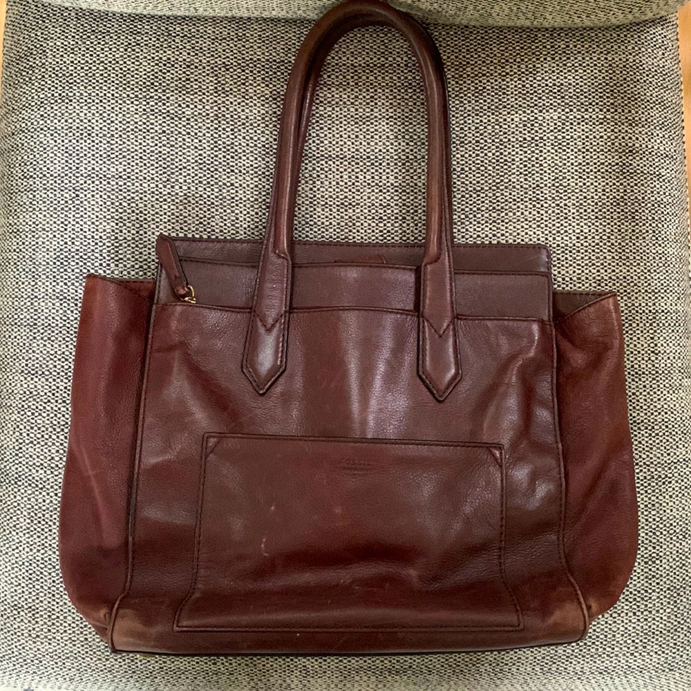 FOSSIL "Knox" Leather Tote bag w/ laptop sleeve